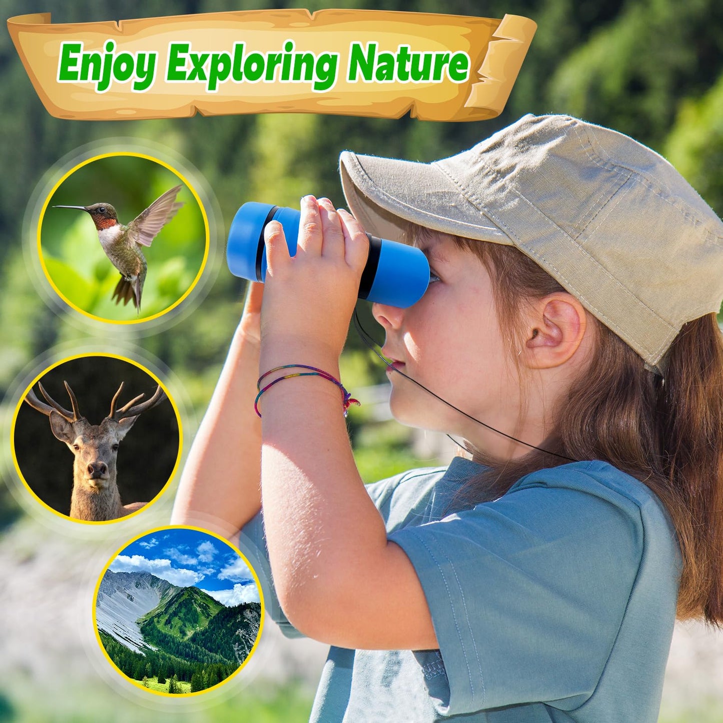 YOPINSAND Kids Binoculars for Ages 3-12 — Lightweight 4x Magnification for Outdoor Exploration