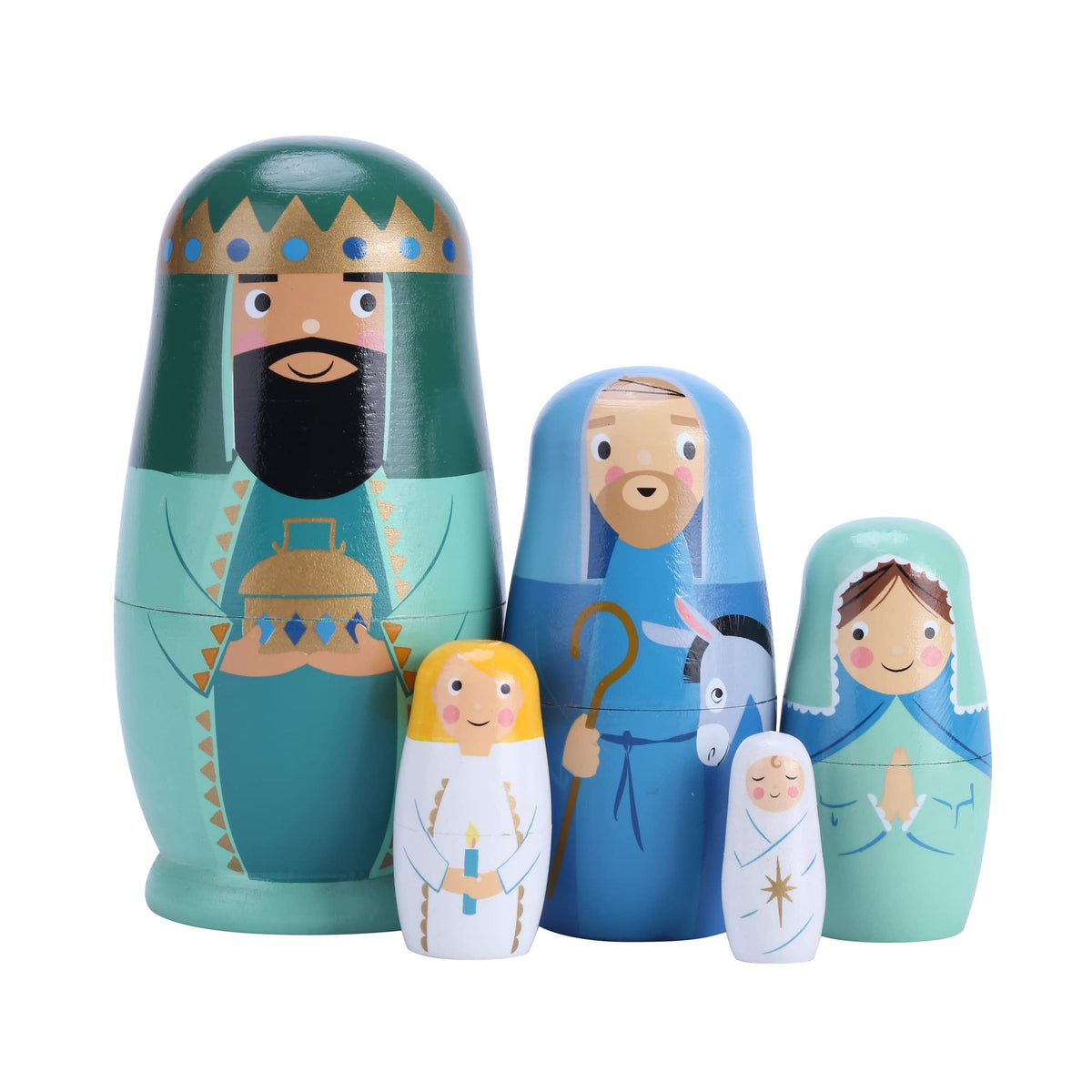 Yoption 5Pcs Russian Nesting Dolls – Handmade Nativity Matryoshka Set for Christmas & Gift