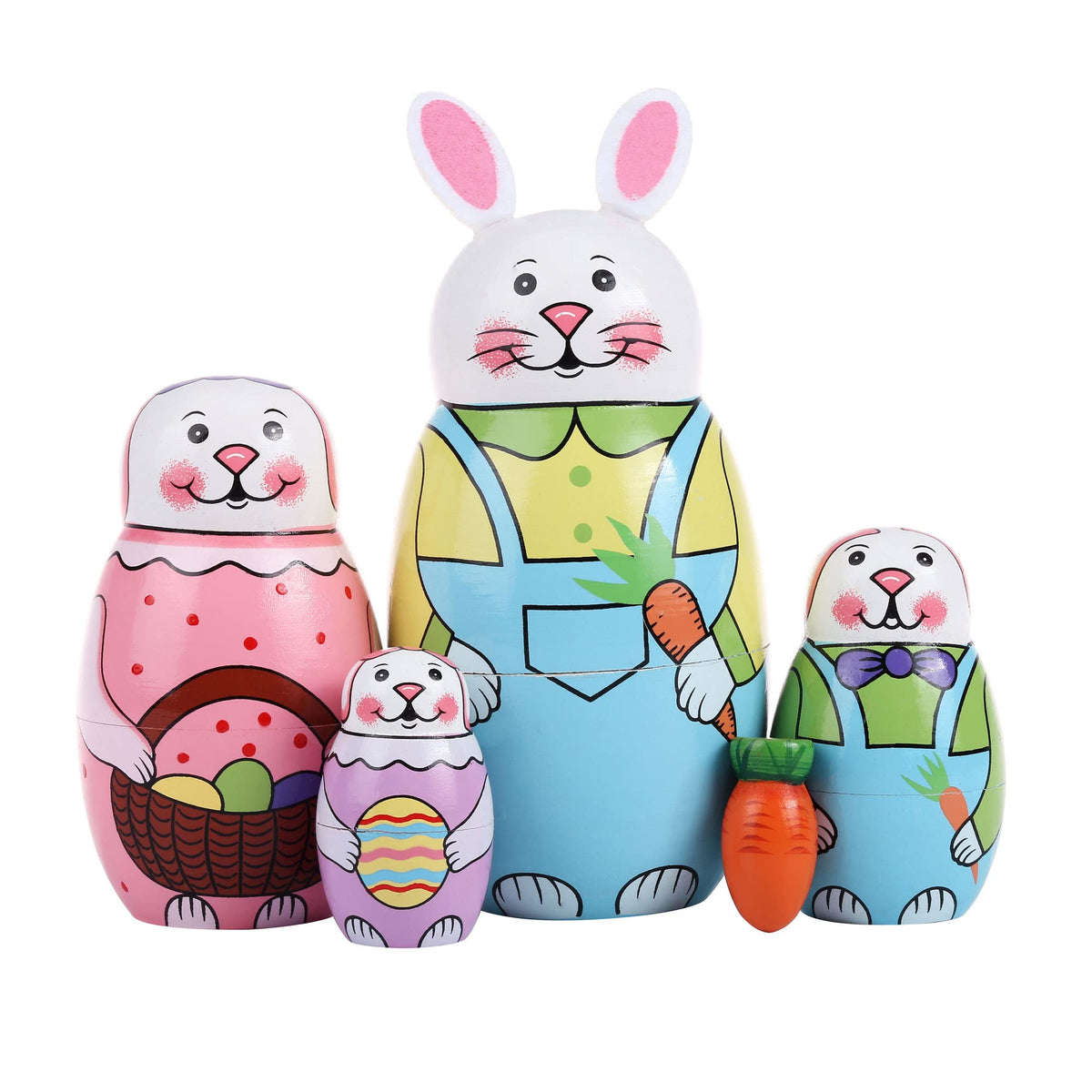 Yoption 5 Pcs Russian Matryoshka Dolls – Handmade Wooden Rabbit Nesting Dolls Set