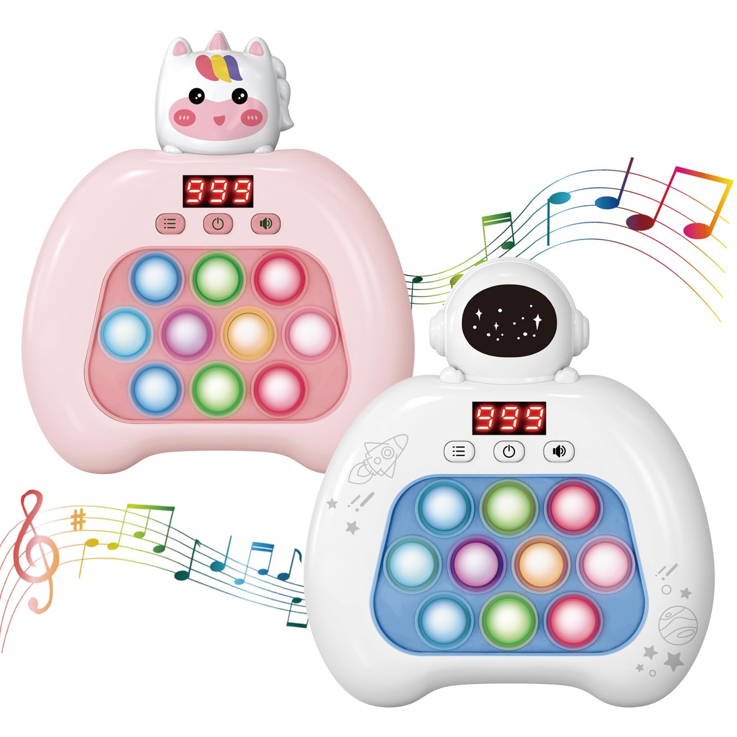 YOPYCCD Electronic Pop It Game with LED Screen – 2-Player Online Bubble Pop Fidget Toy (White)