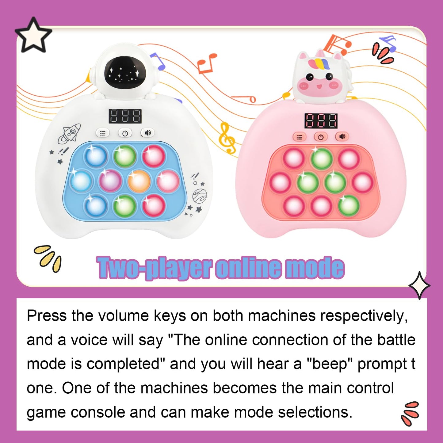 YOPYCCD Electronic Pop It Game with LED Screen – 2-Player Online Bubble Pop Fidget Toy (White)