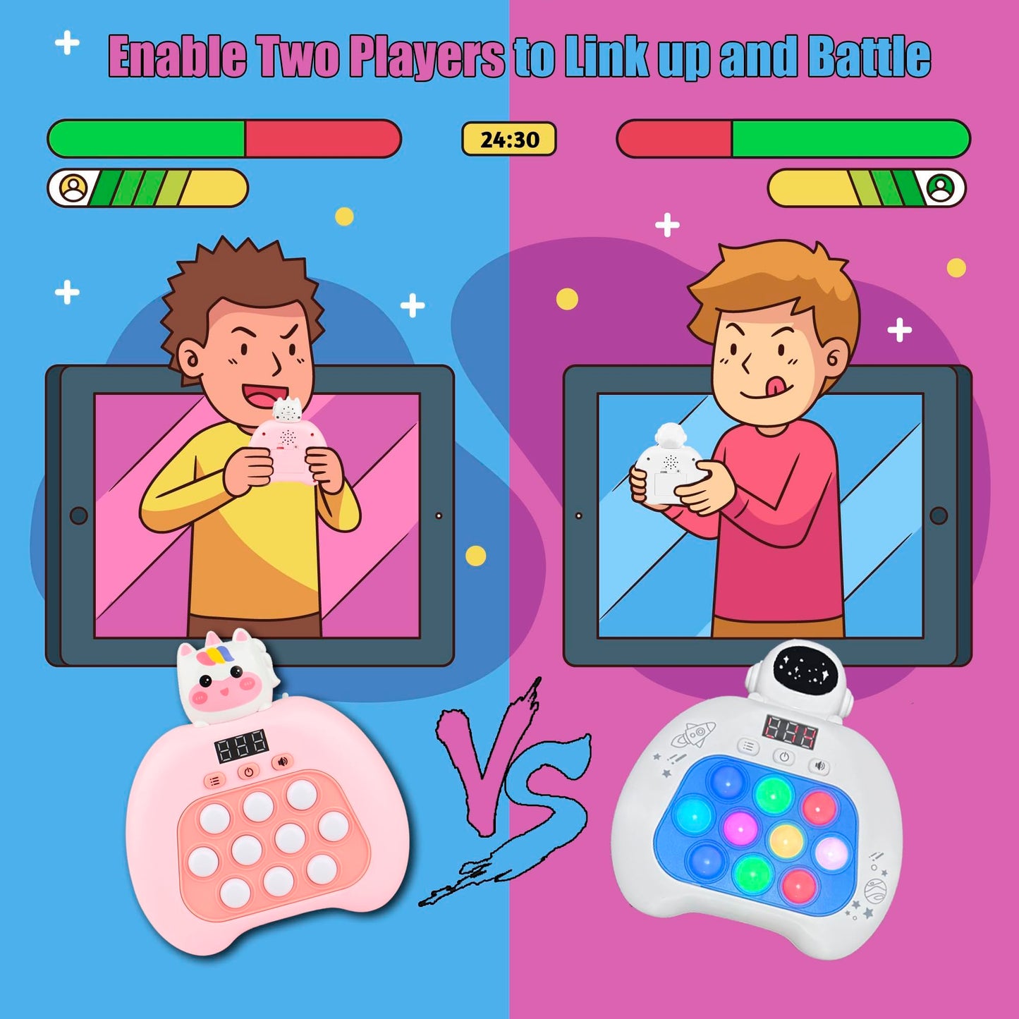 YOPYCCD Electronic Pop It LED Battle Toy – 2-Player Online Bubble Pop & Brain Training
