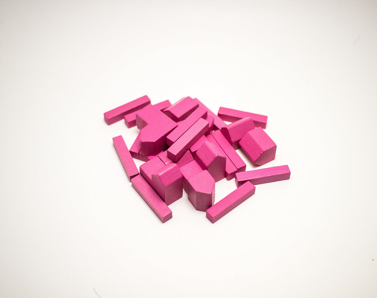 YorksGamePieces Pink Wood Replacement Pieces for Settlers of Catan – Custom Color Set