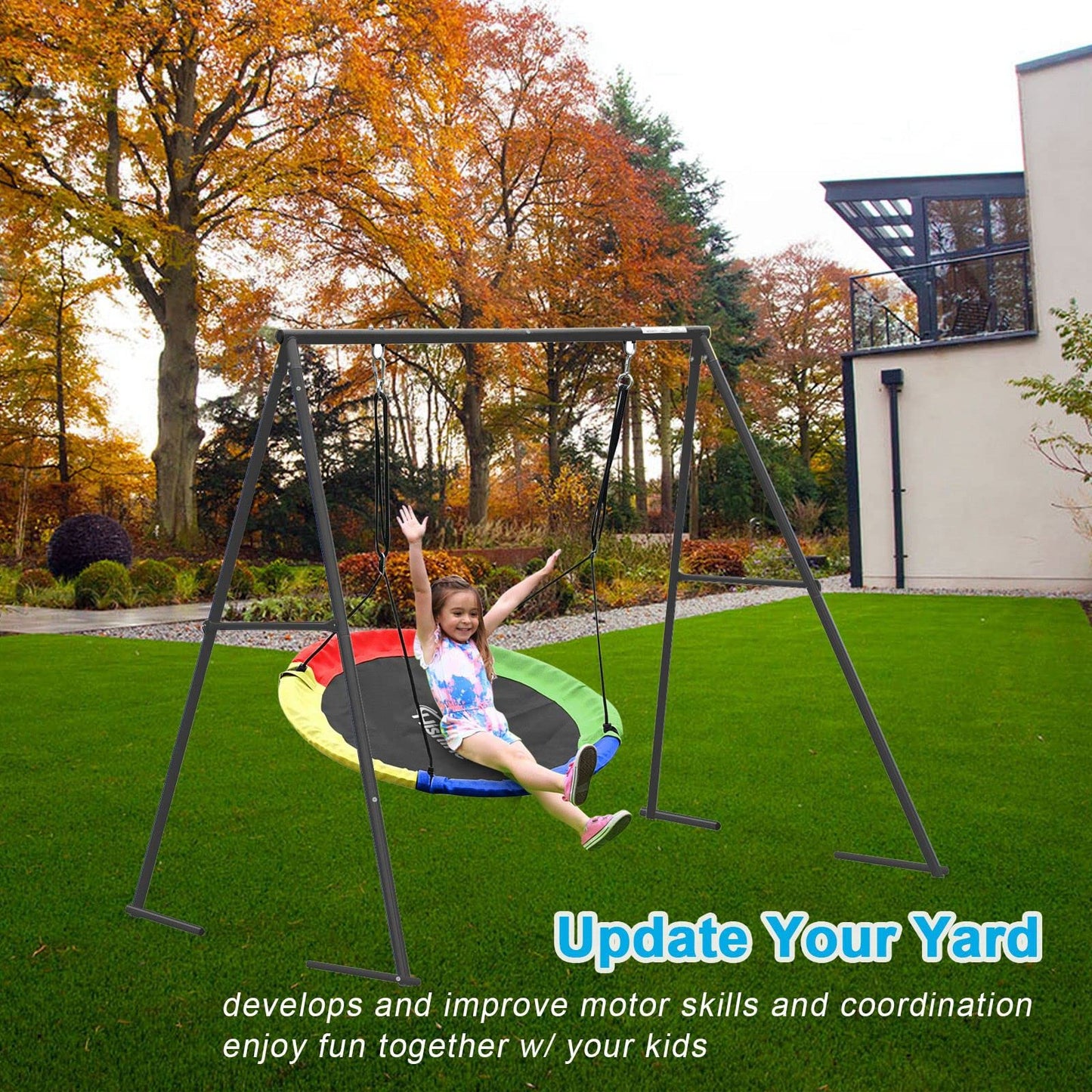 Yorovent 440lbs Swing Stand A Frame – 71” Heavy Duty Metal Swing Frame, Anti-Rust & All-Weather