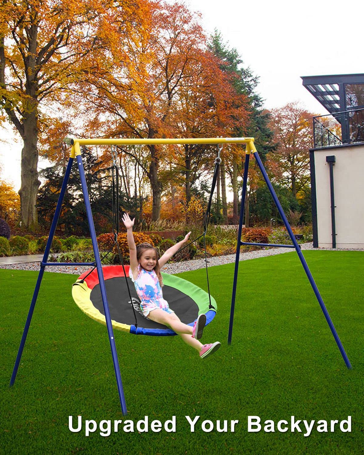 Yorovent 440lbs Swing Stand A-Frame – 71-inch Heavy-Duty Metal Frame, Anti-Rust All-Weather, Fits Saucer Swing & Swing Chair