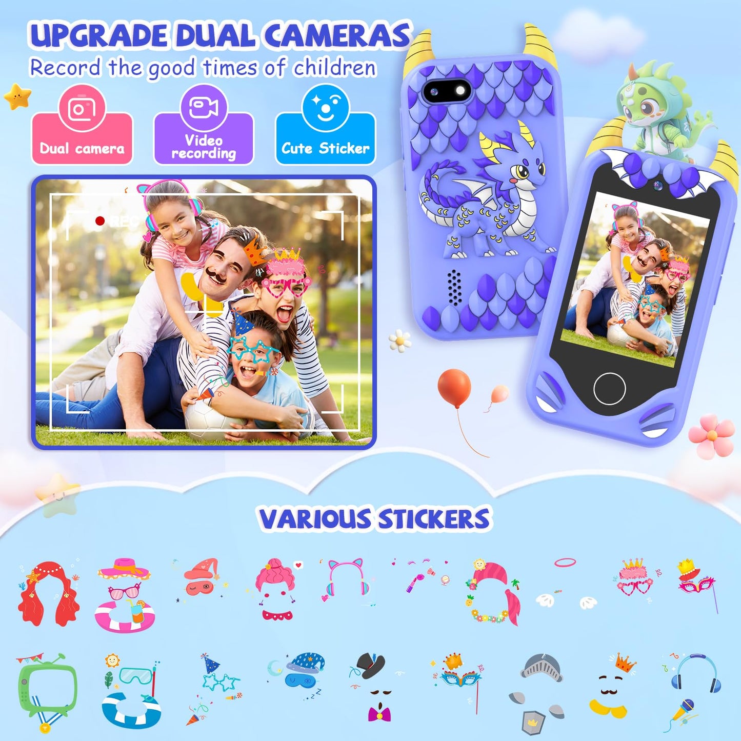 Yosfeng Kids Smart Phone for Boys — Educational Toy (Ages 3–6) with Dual Cameras and 32GB Card