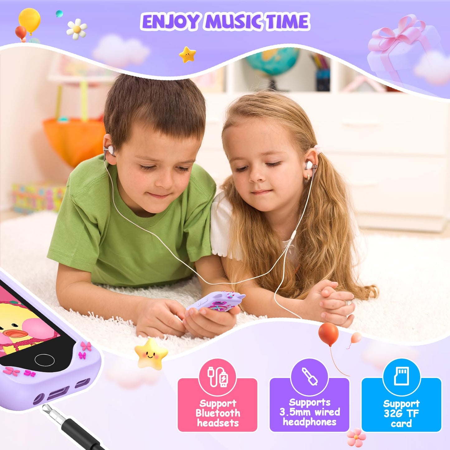 Yosfeng Kids Smart Phone Toy – Dual Cameras, Learning & MP3 Player (32GB)