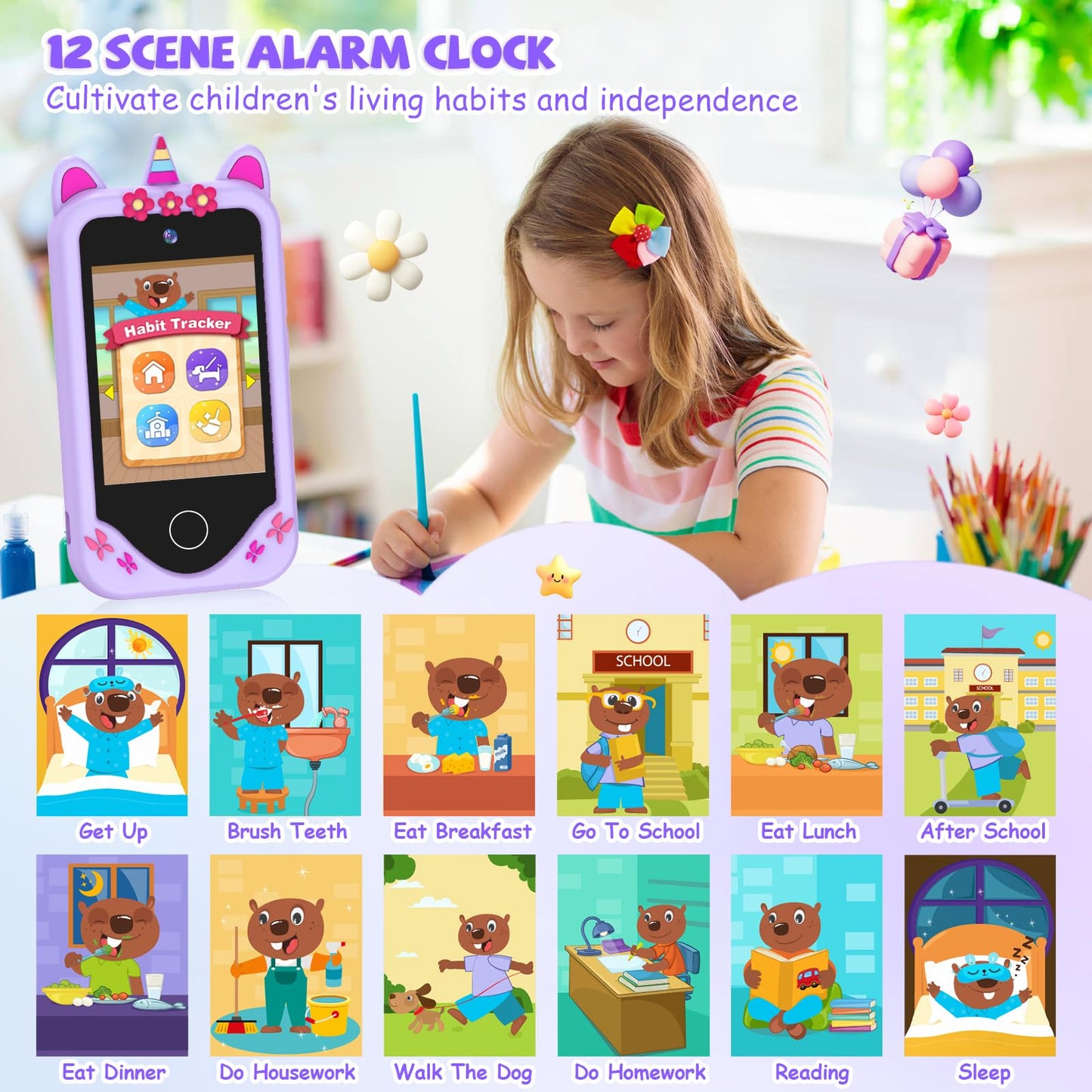 Yosfeng Kids Smart Phone Toy – Dual Cameras, Learning & MP3 Player (32GB)