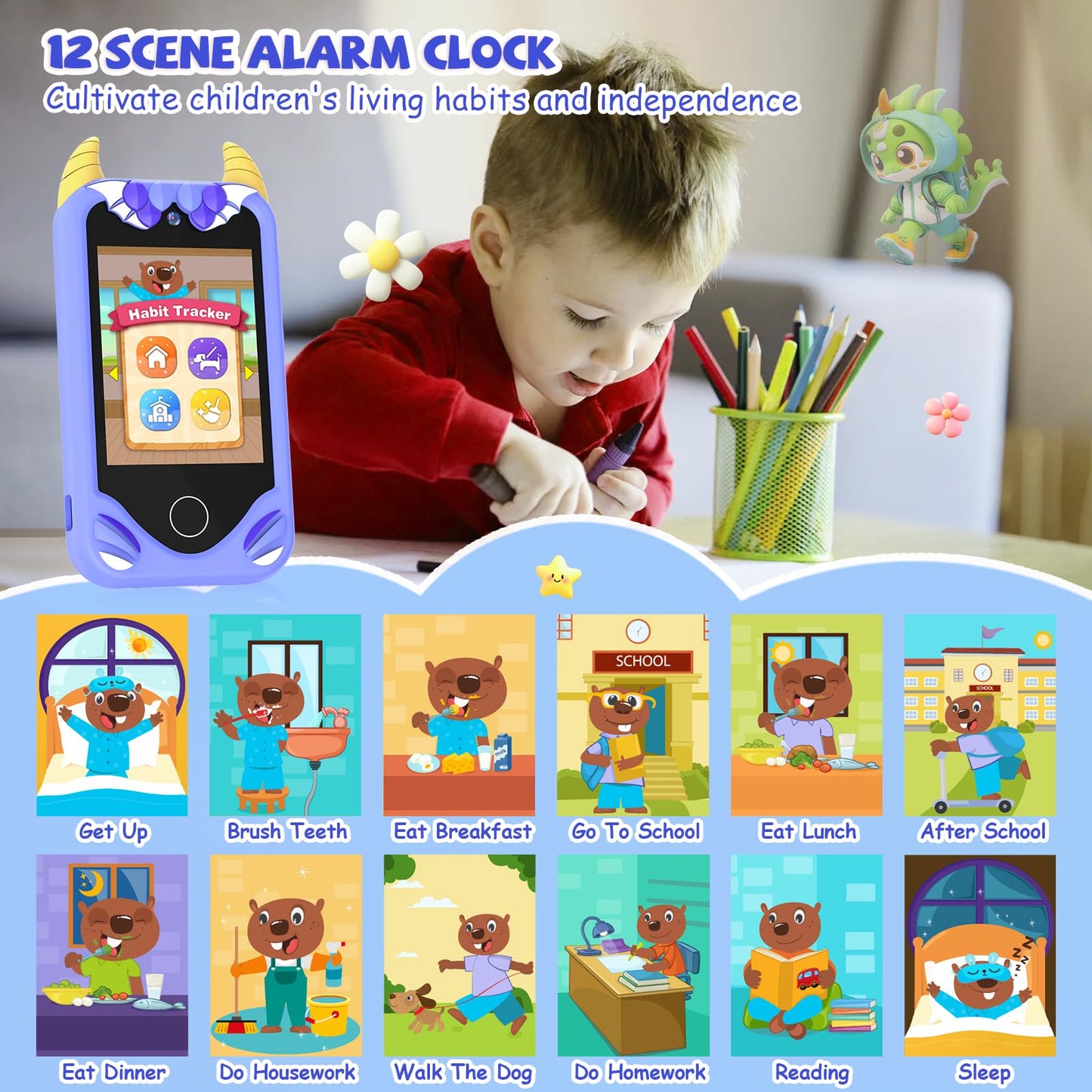 Yosfeng Kids Smart Phone for Boys — Educational Toy (Ages 3–6) with Dual Cameras and 32GB Card