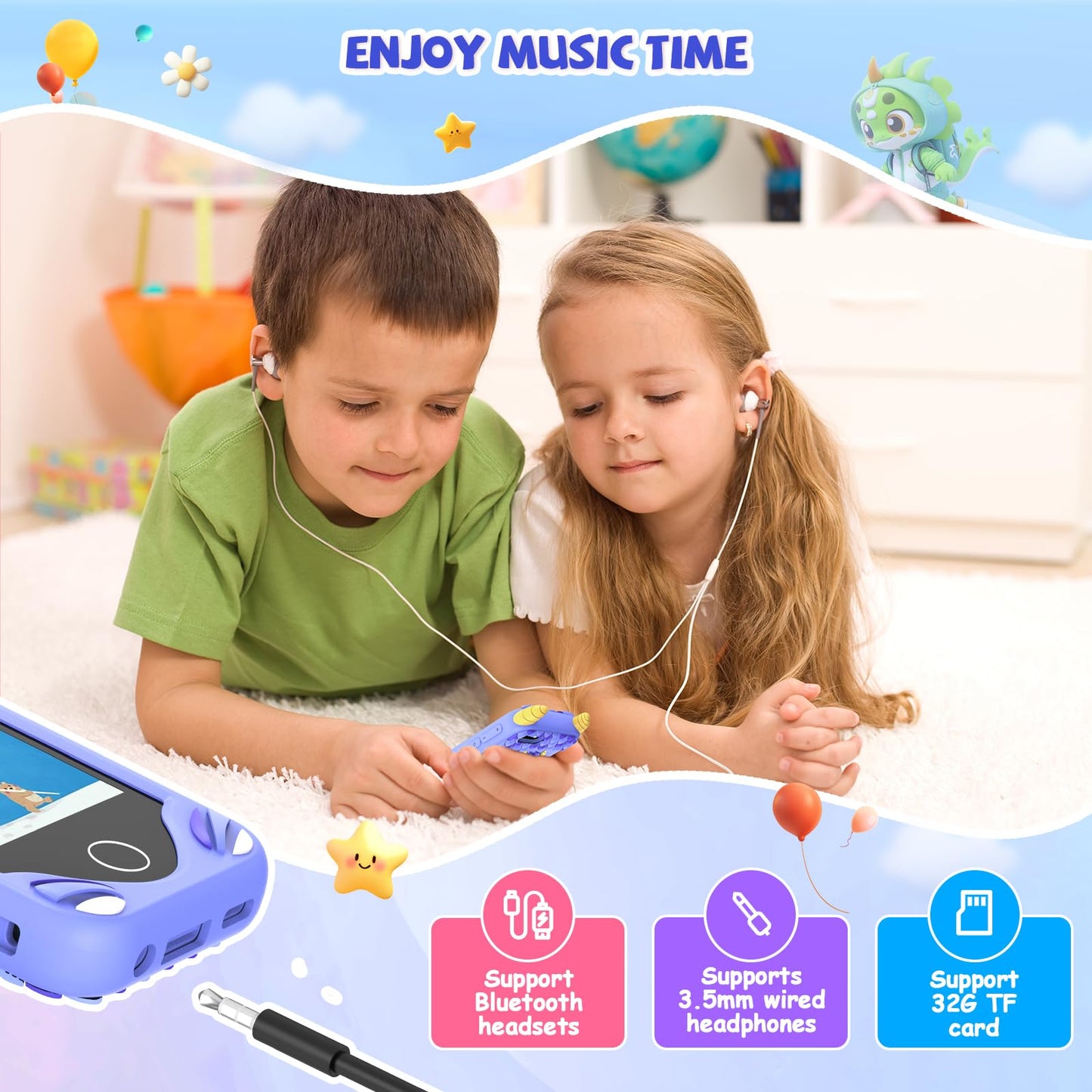 Yosfeng Kids Smart Phone for Boys — Educational Toy (Ages 3–6) with Dual Cameras and 32GB Card