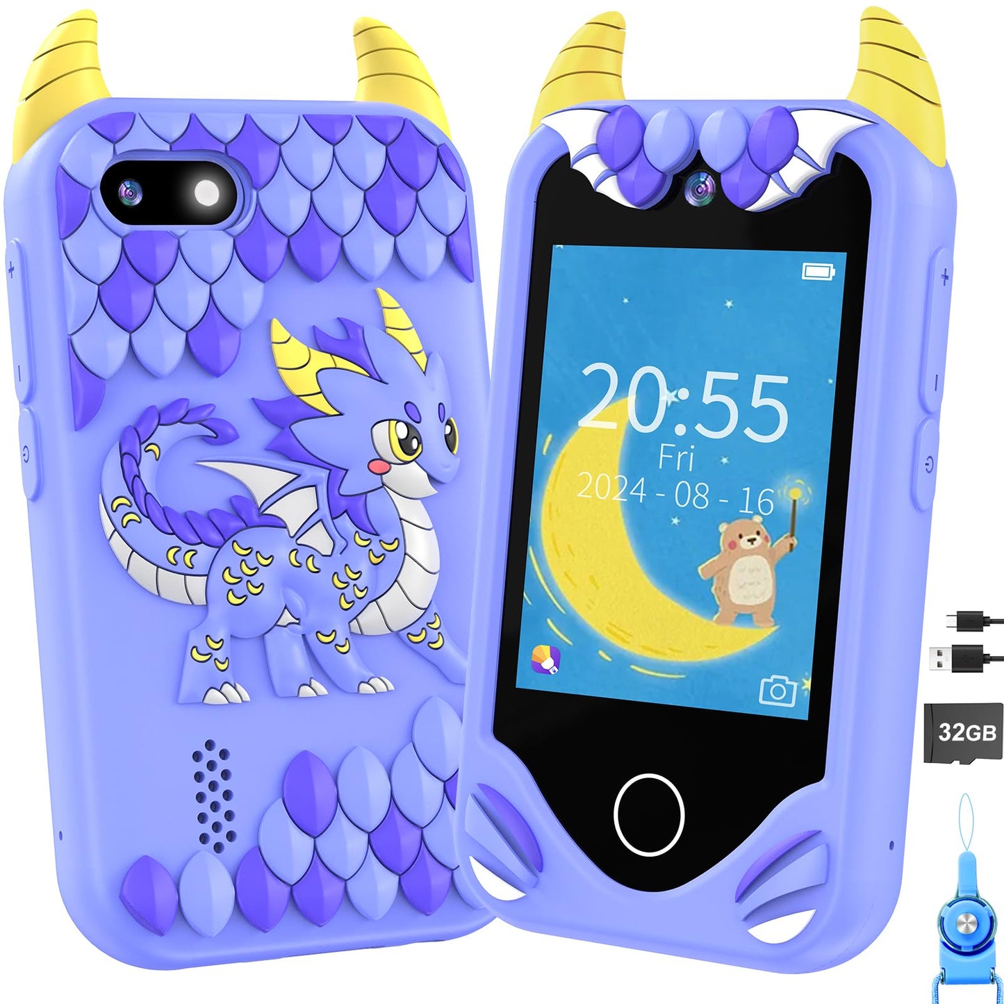Yosfeng Kids Smart Phone for Boys — Educational Toy (Ages 3–6) with Dual Cameras and 32GB Card