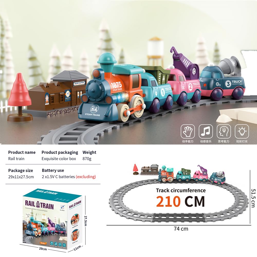 Yositochuan Lighting & Music Train Toy – Magnetic Track Set for Kids 3+