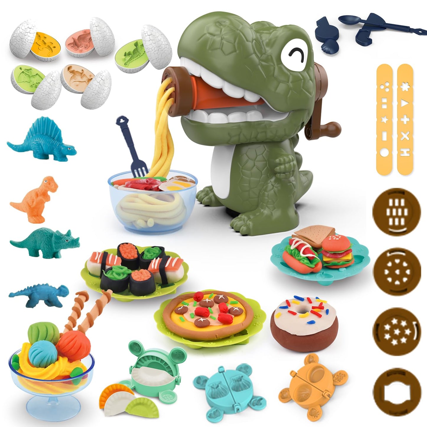 Yositochuan Dough Play Sets for Kids 2-4 | Dinosaur Noodle Maker Toy & Toddler Clay Kit