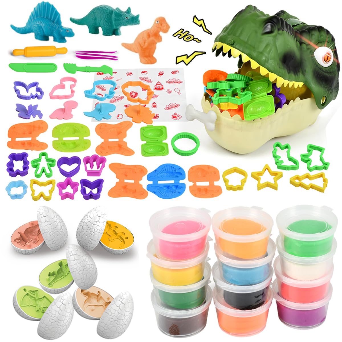 Yositochuan Dinosaur Noodle Maker Toy – Dough Play Set for Kids 2-4 (Dinosaur Head)