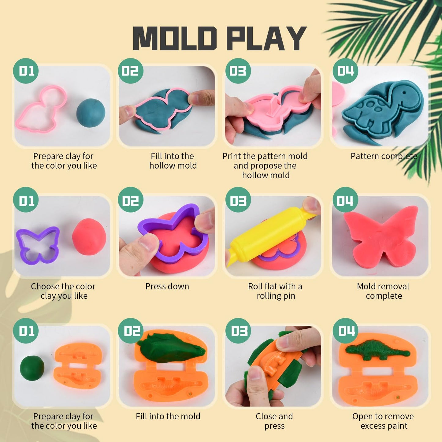 Yositochuan Dinosaur Noodle Maker Toy – Dough Play Set for Kids 2-4 (Dinosaur Head)