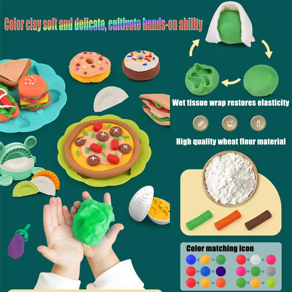 Yositochuan Dough Play Sets for Kids 2-4 | Dinosaur Noodle Maker Toy & Toddler Clay Kit