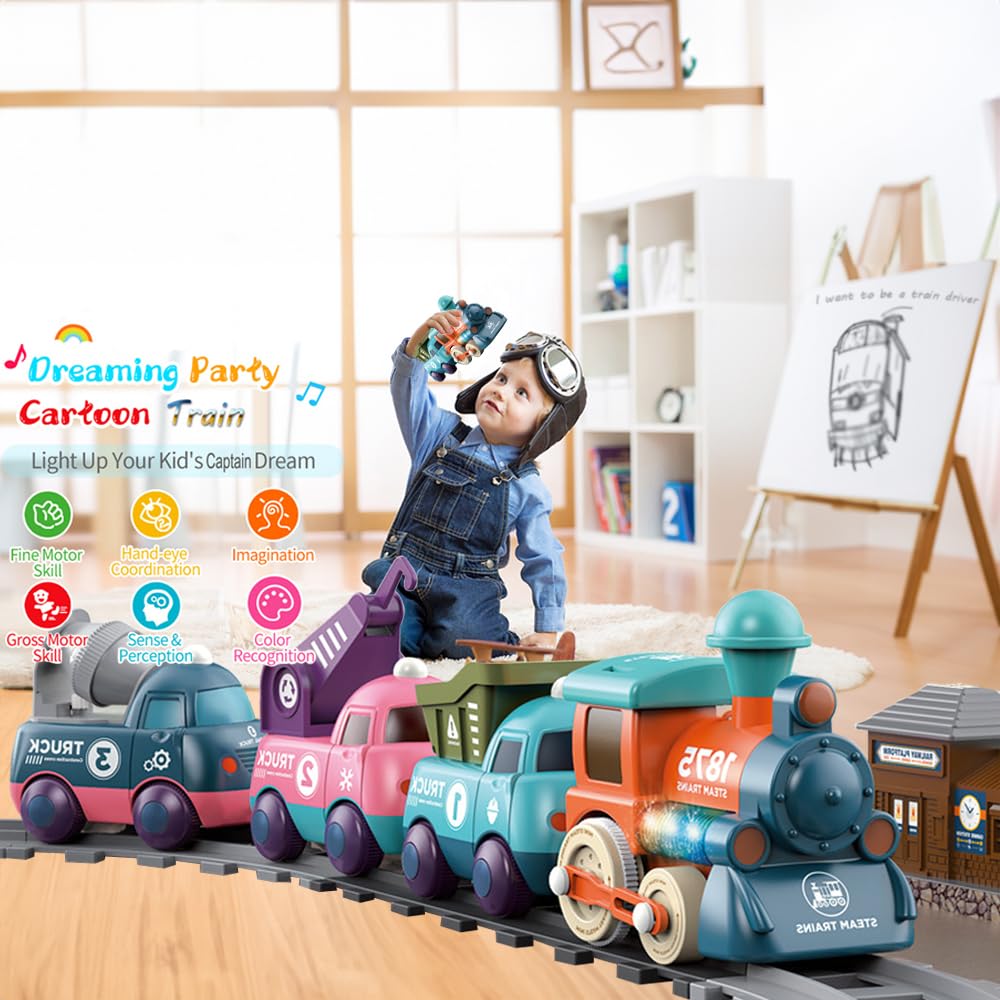 Yositochuan Lighting & Music Train Toy – Magnetic Track Set for Kids 3+