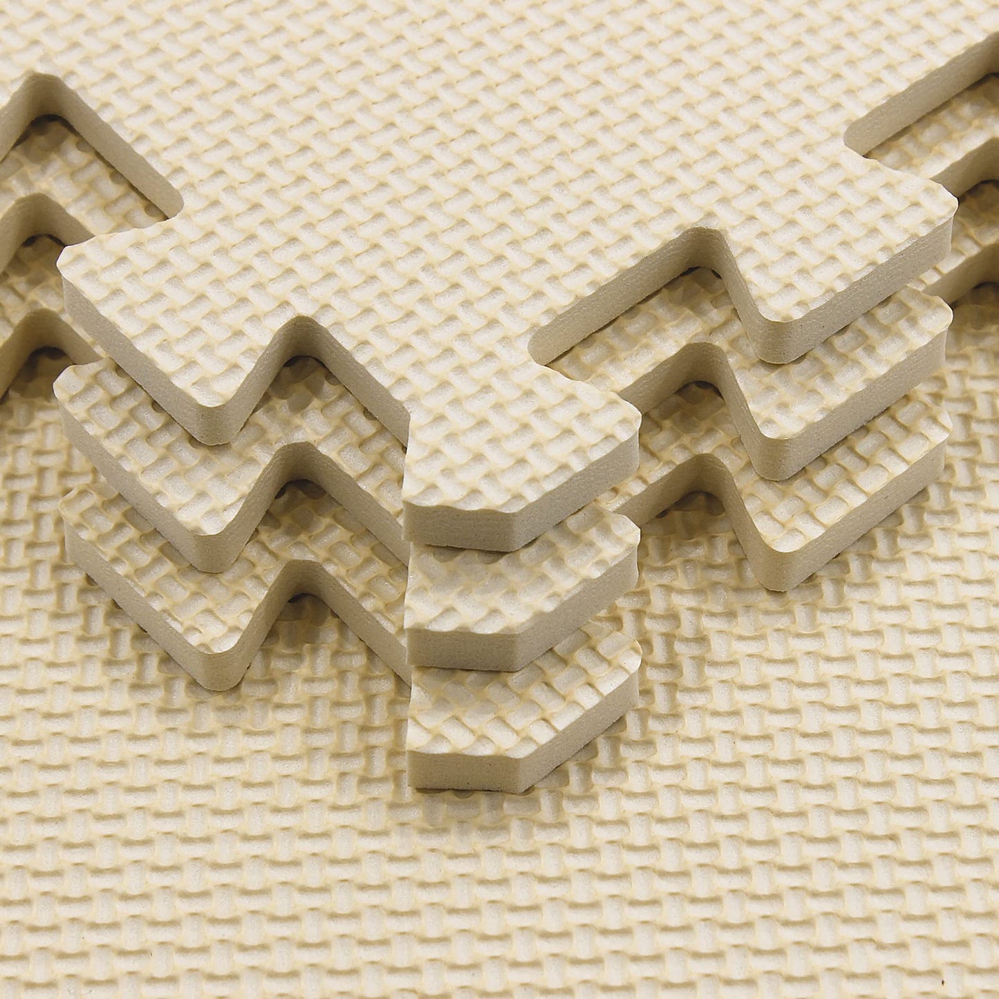 Yostrong 18 Tiles Interlocking Puzzle Foam Baby Play Mat – Beige EVA Foam, Safe Crawling Surface