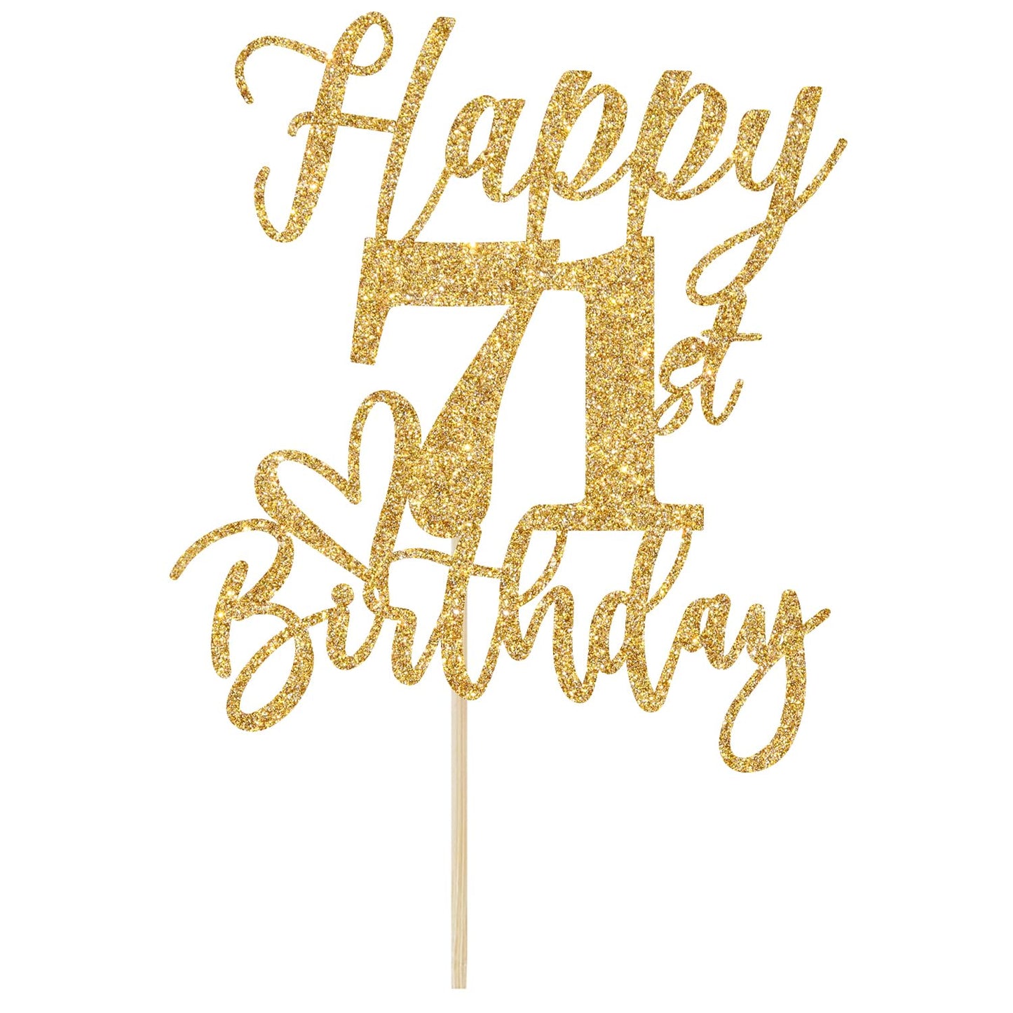 Yotawebery Happy 71st Birthday Cake Topper Gold Glitter | 71st Birthday Decorations