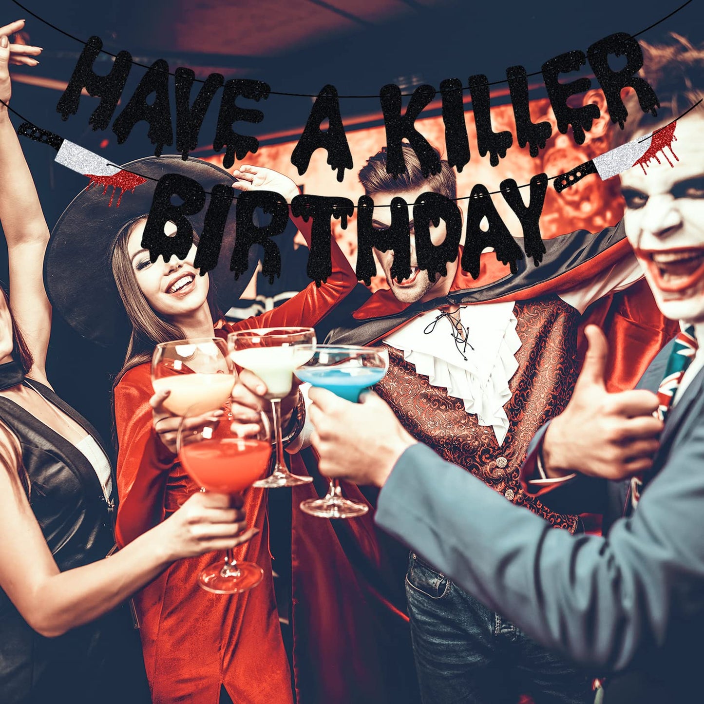 Yotawebery Glitter Have a Killer Birthday Banner - Halloween Party Decor