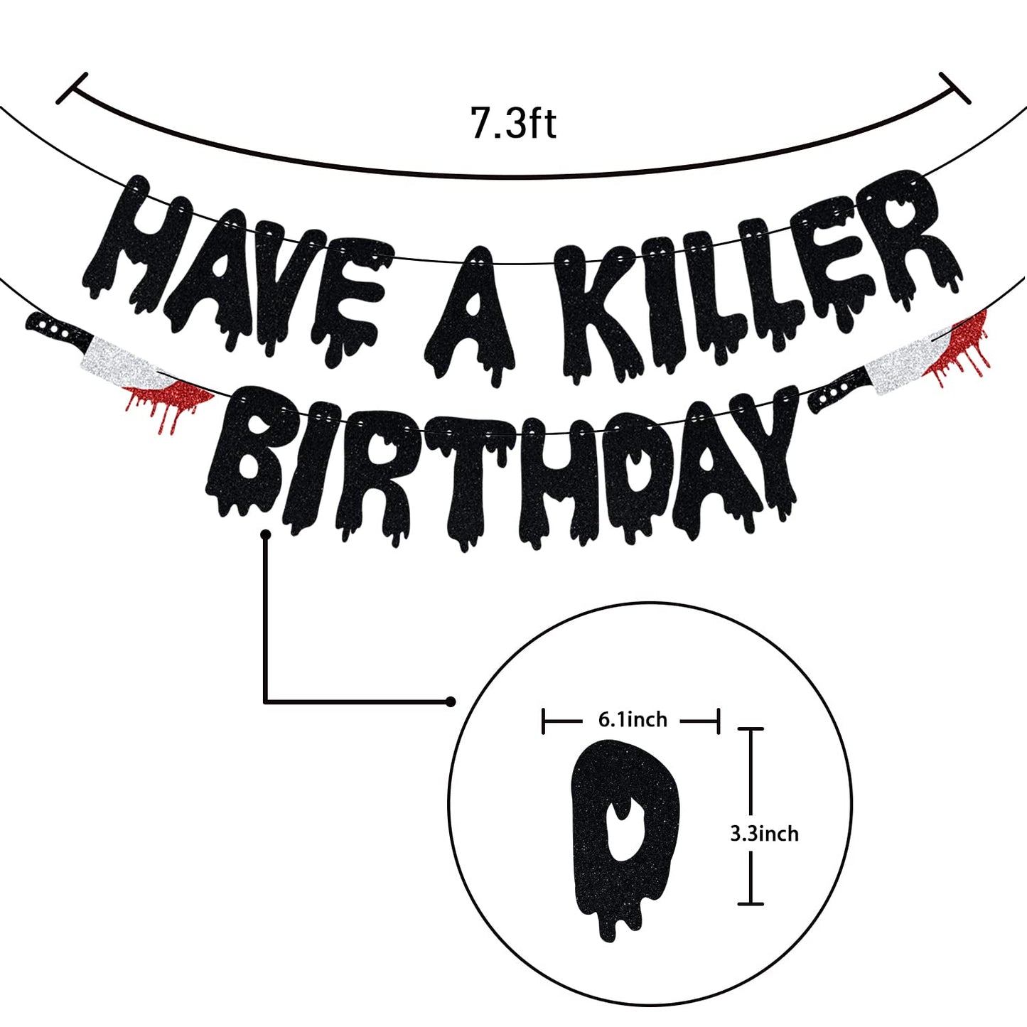 Yotawebery Glitter Have a Killer Birthday Banner - Halloween Party Decor