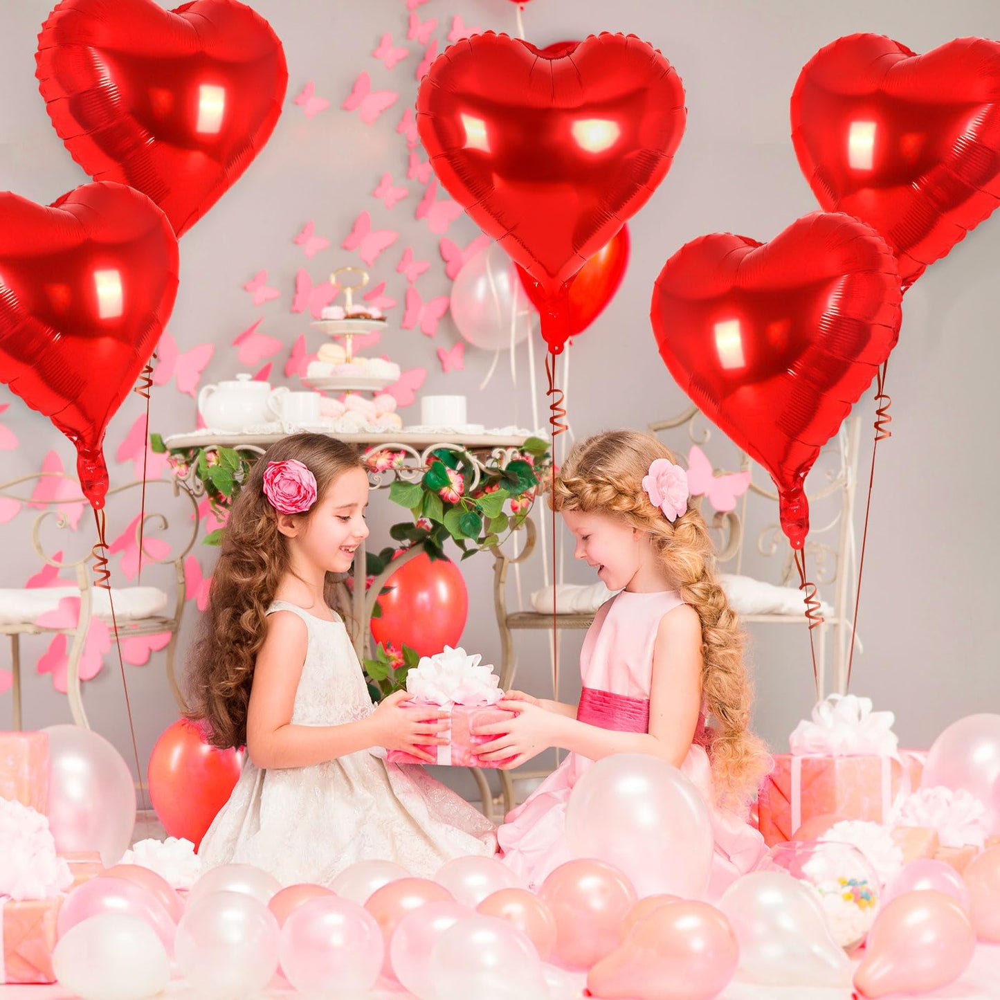 YOTHORN 12 Pcs Red Heart Balloons – 18-Inch Foil Hearts for Parties