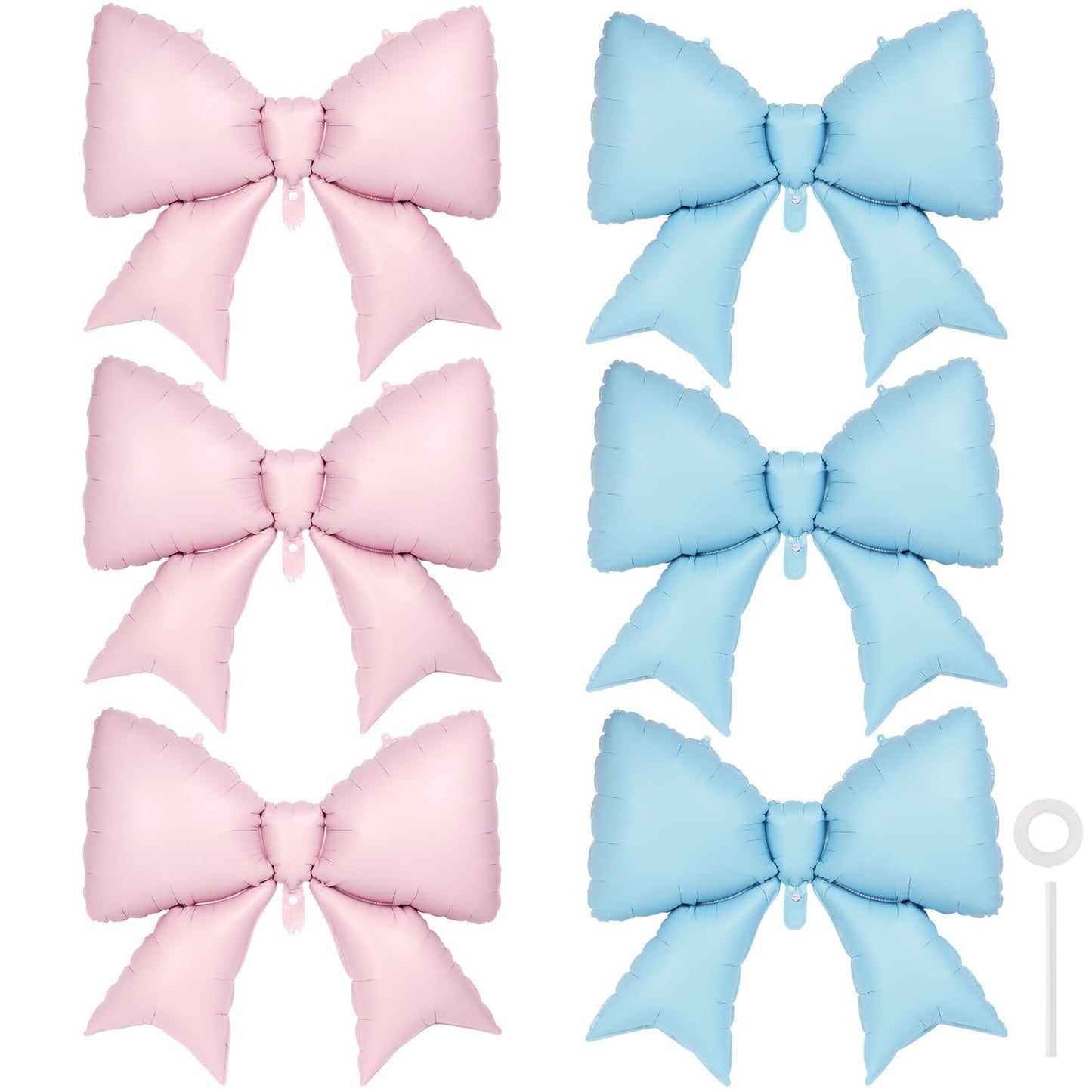 YOTHORN 6 Pcs Pink & Blue Bow Balloons – 38-Inch Foil Party Decorations
