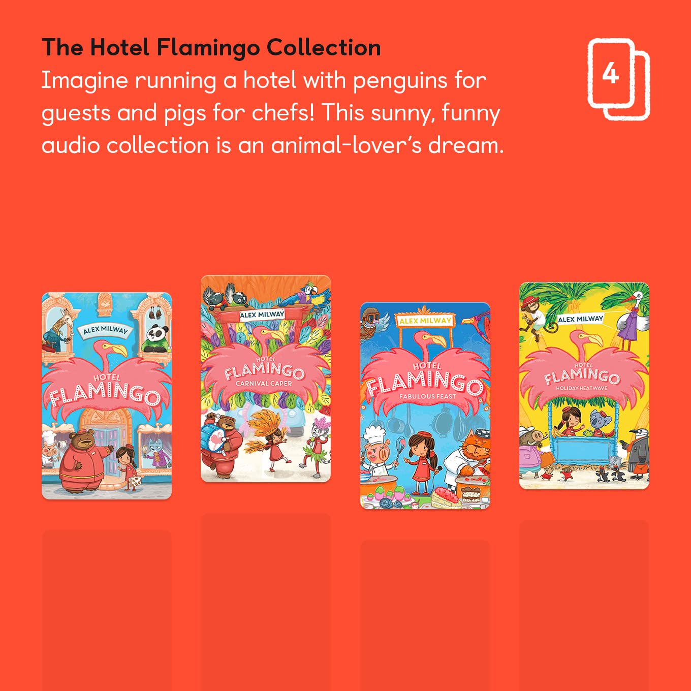 YOTO Hotel Flamingo by Alex Milway – 4 Kids Audio Cards for YOTO Player & Mini | Screen-Free Stories, Ages 5+