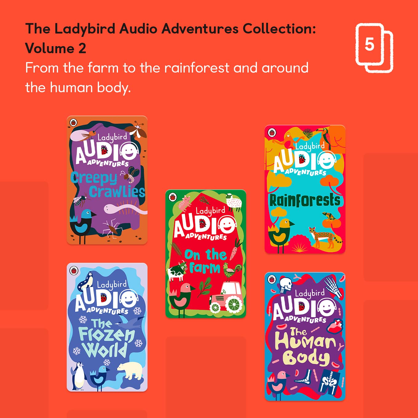 YOTO Ladybird Audio Adventures Vol. 2 – 5 Cards for Yoto Player & Mini | Screen-Free Stories for Kids 5+