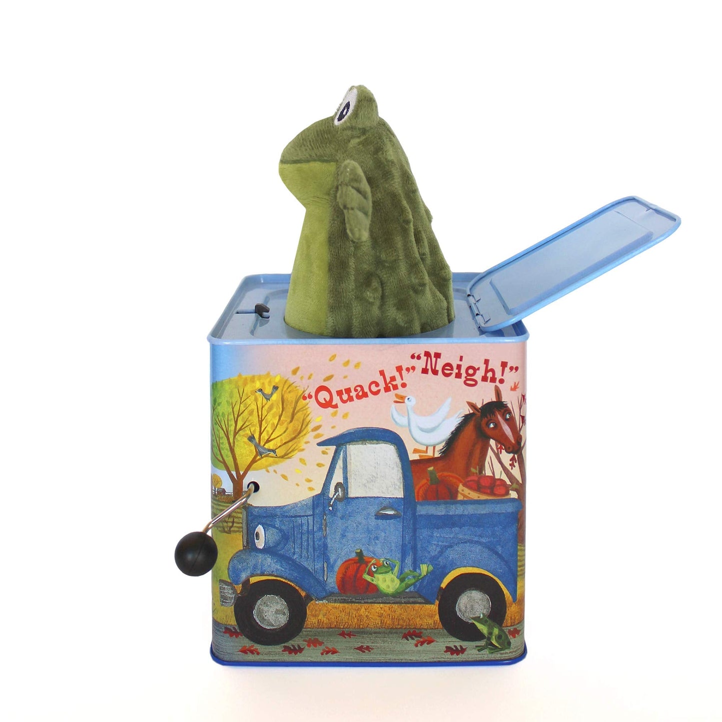 YOTTOY Little Blue Truck Jack-in-the-Box Infant Plush Toy with Music – 5.5-Inch Square