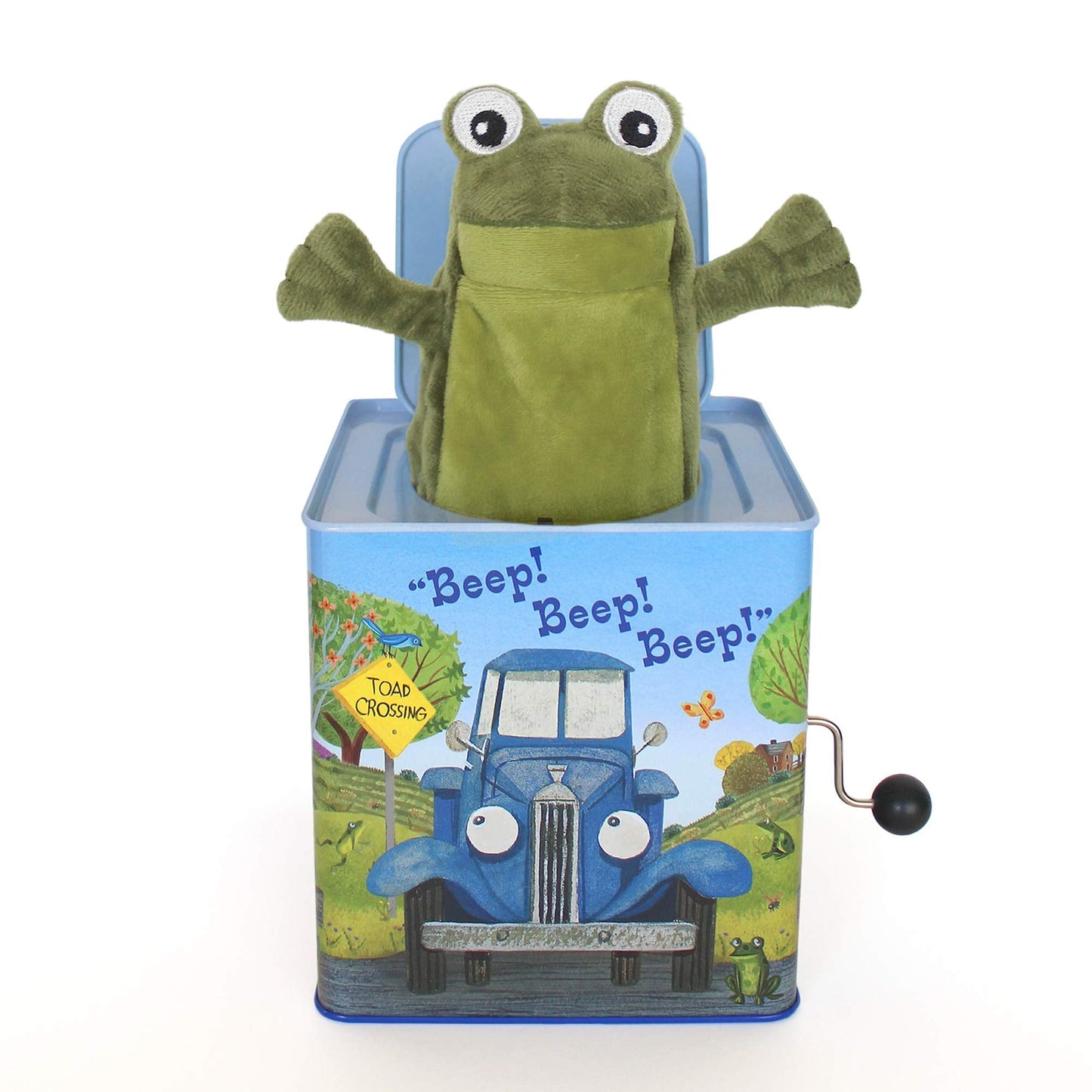 YOTTOY Little Blue Truck Jack-in-the-Box Infant Plush Toy with Music – 5.5-Inch Square