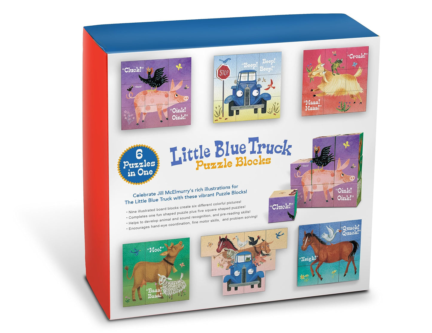 YOTTOY Little Blue Truck Stacking Puzzle — 6-in-1 Blocks (9x9x2.75in)