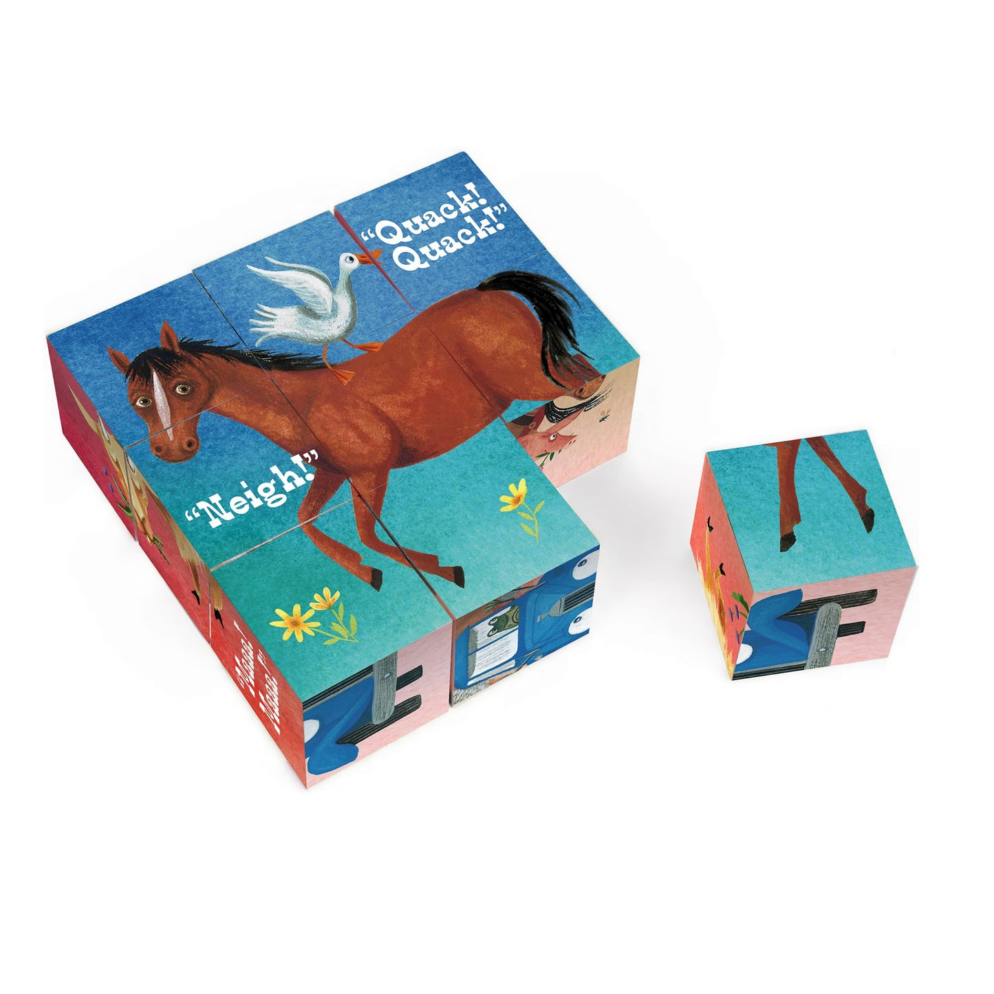 YOTTOY Little Blue Truck Stacking Puzzle — 6-in-1 Blocks (9x9x2.75in)