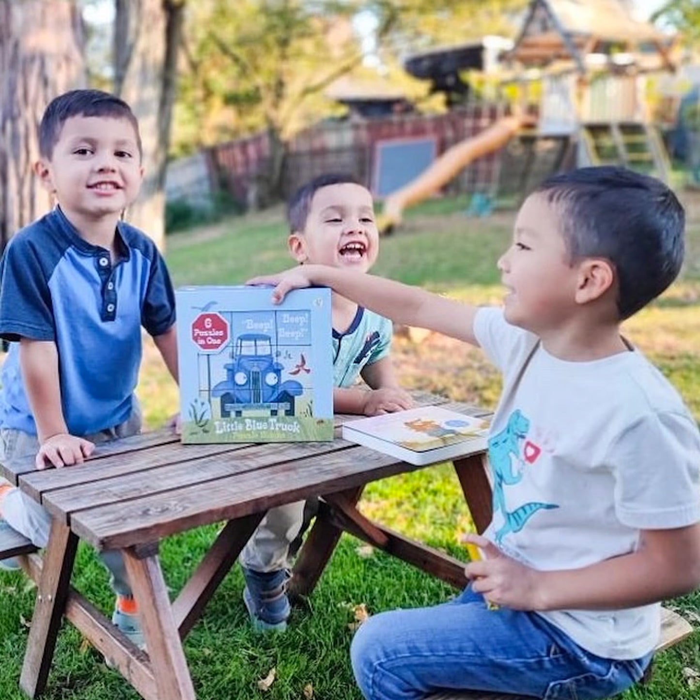 YOTTOY Little Blue Truck Stacking Puzzle — 6-in-1 Blocks (9x9x2.75in)