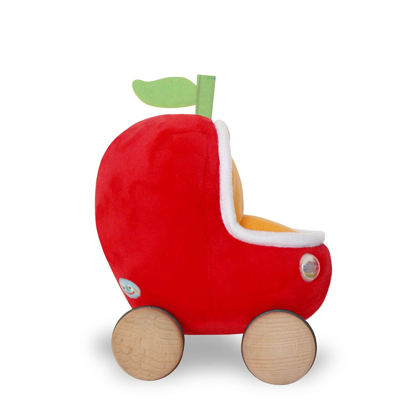 YOTTOY Richard Scarry Collection – Lowly Worm Soft Toy with Busytown Applecar (2-in-1 Toy)