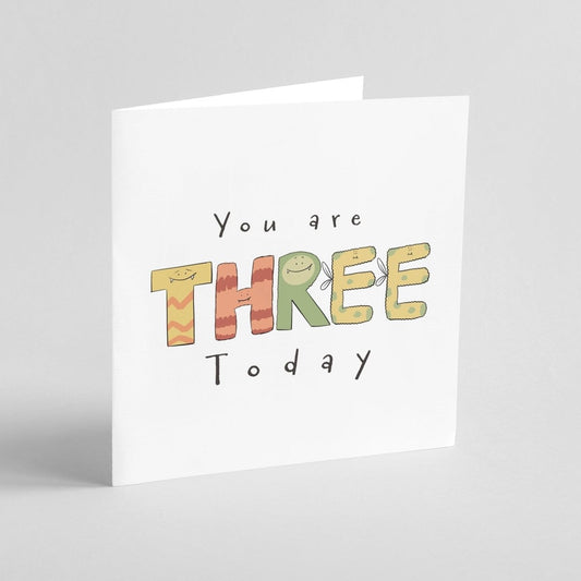 You Are 3 Today – Cute Monster Milestone Greeting Card
