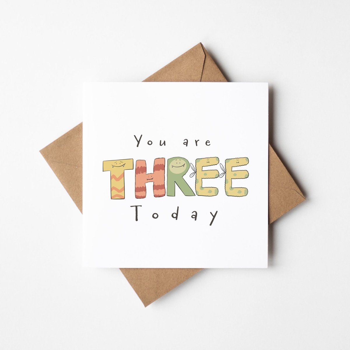You Are 3 Today – Cute Monster Milestone Greeting Card
