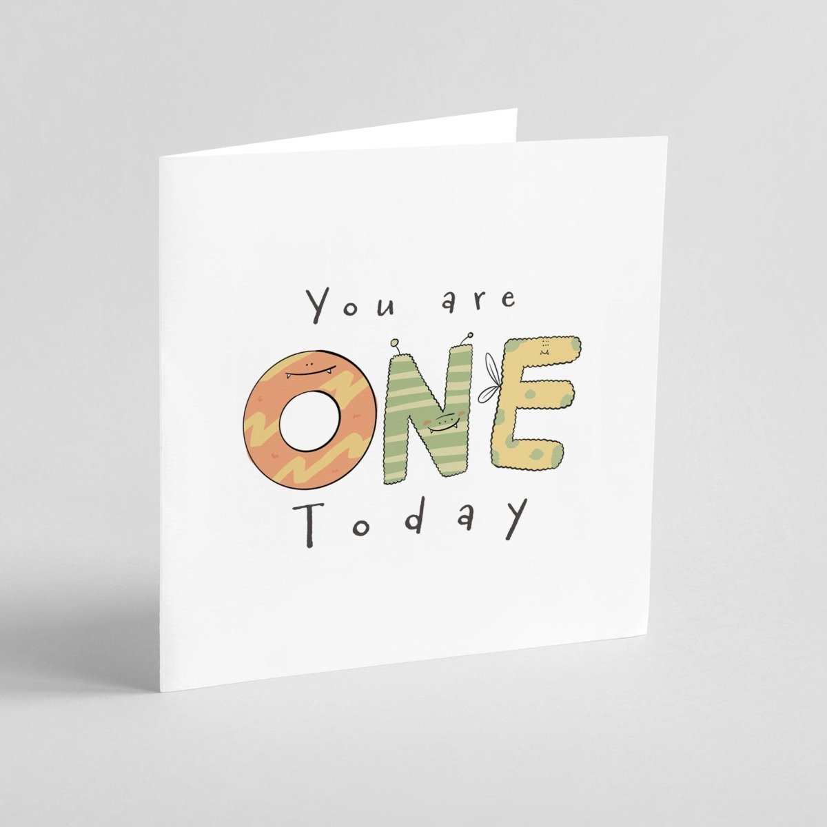 1st Birthday Card – Cute Monster Design | Premium Square Greeting Card