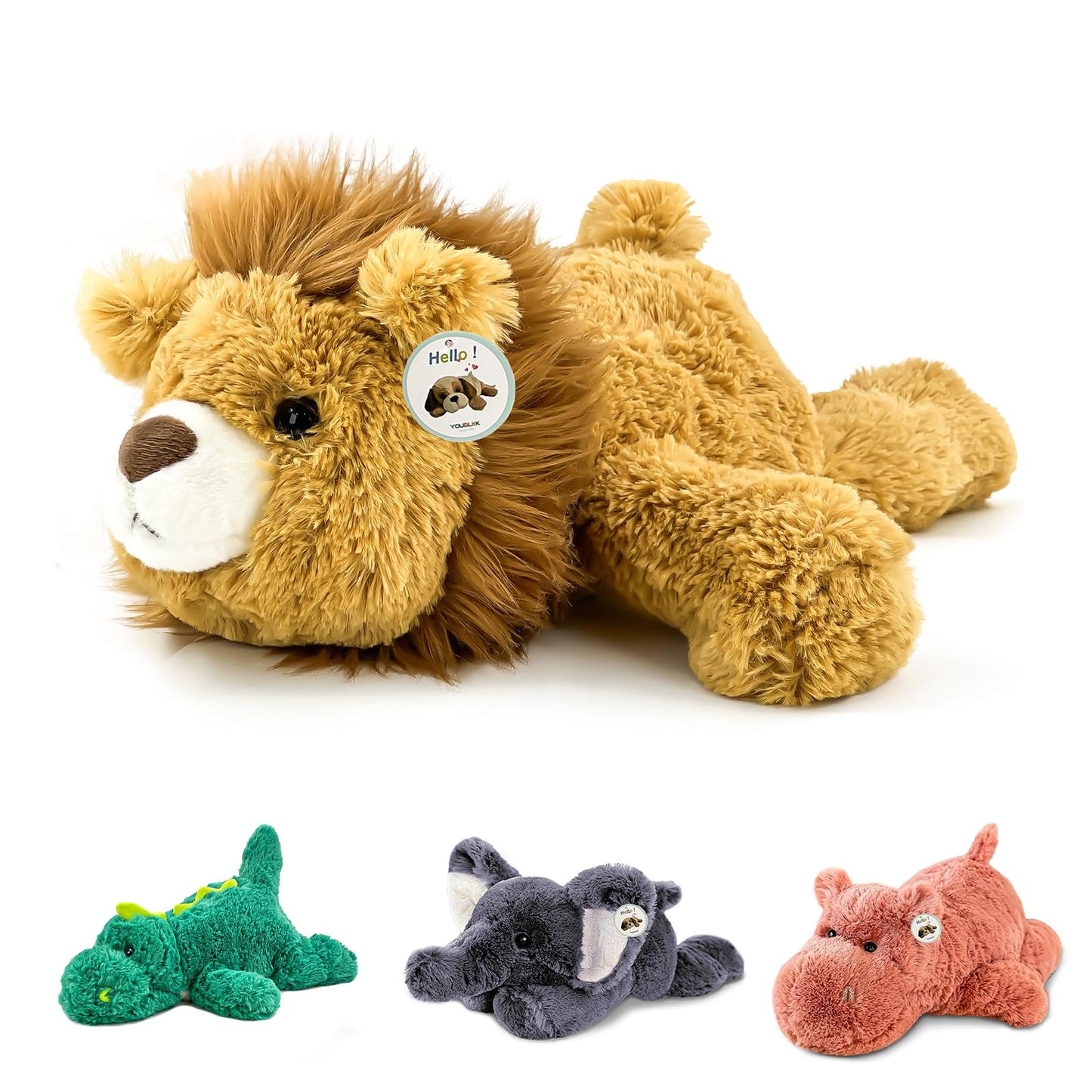 YOUBLEK 20-Inch Weighted Plush Lion – 4 Pounds Sensory Comfort Plush Throw Pillow Toy for Home & School