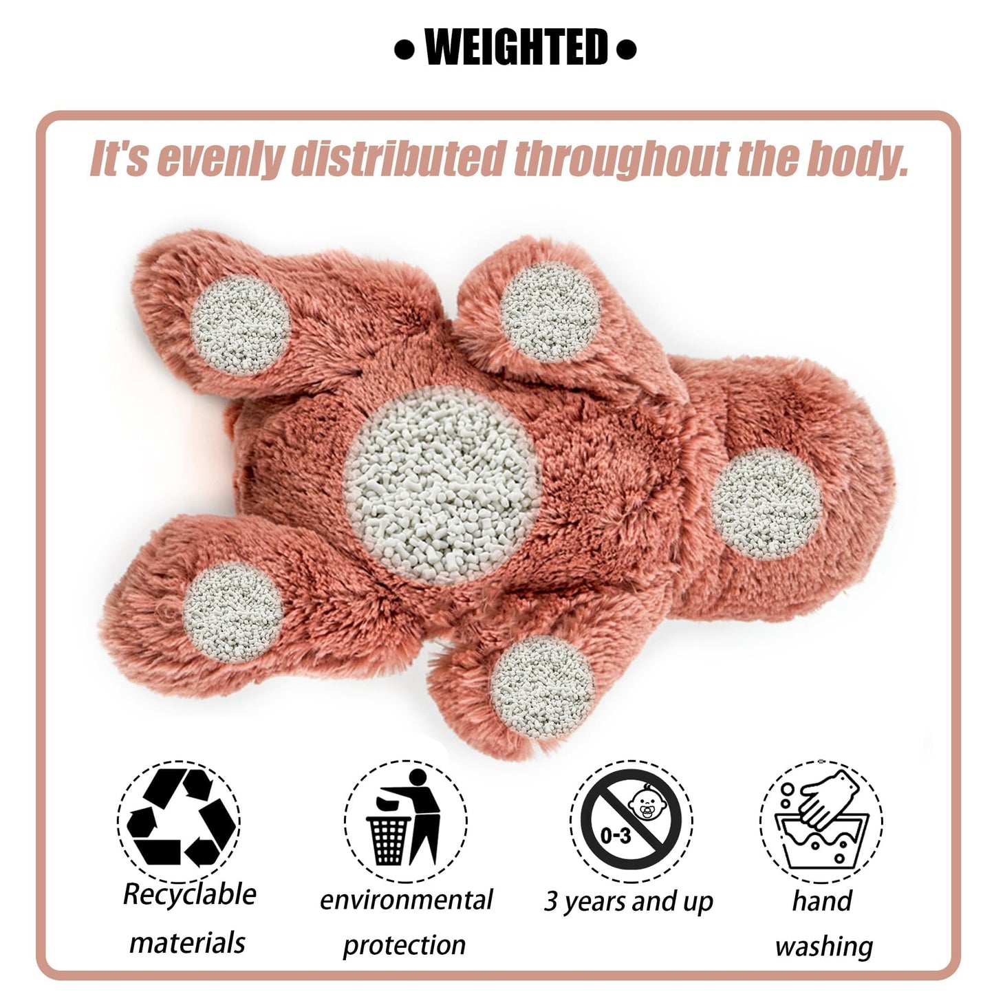 YOUBLEK 20-Inch Weighted Plush Toy (4 lb) — Sensory Comfort Pillow for Home, School, and Office