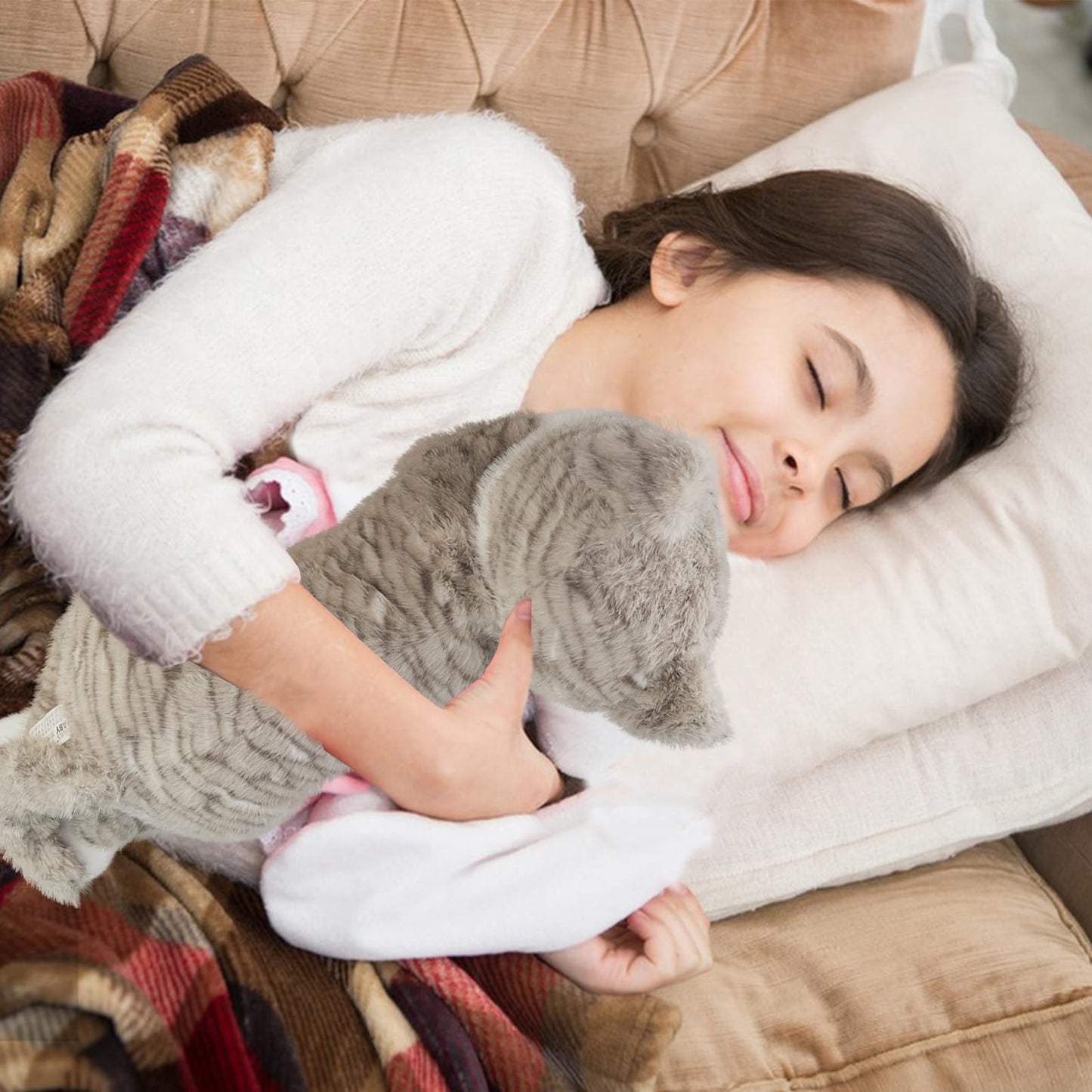 YOUBLEK 19-Inch Cat Weighted Plush – Realistic 3 lb Sensory Comfort