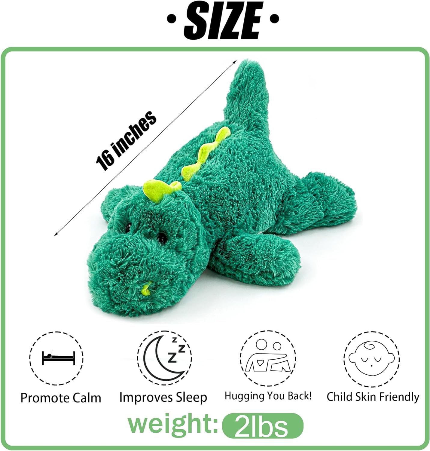 YOUBLEK 20-Inch Weighted Plush Dinosaur – 4 Pounds of Cuddly Sensory Comfort