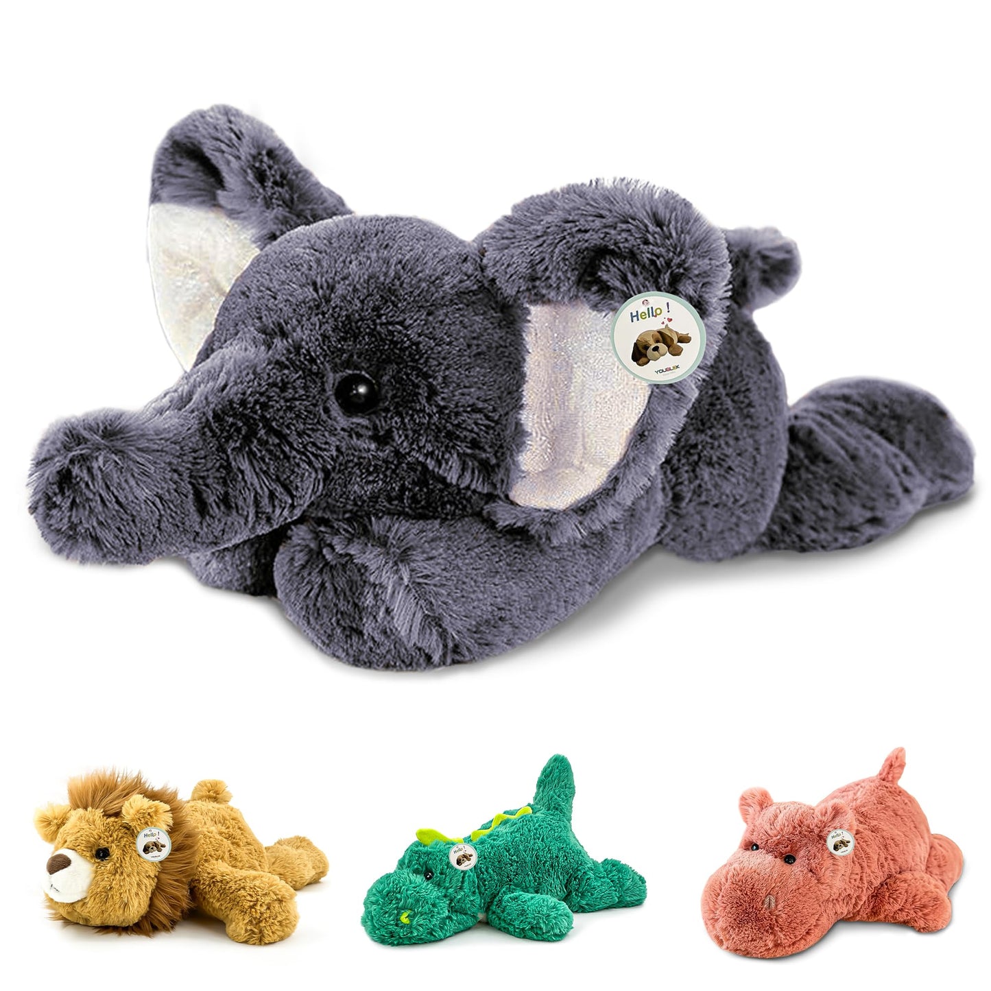YOUBLEK 16-Inch Weighted Elephant Plush – 2 Lbs Sensory Comfort Toy