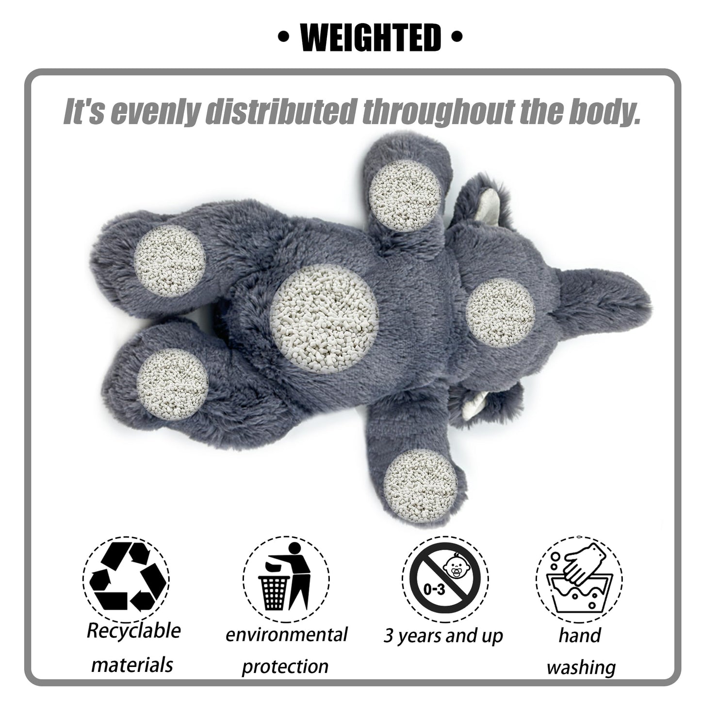 YOUBLEK 16-Inch Weighted Elephant Plush – 2 Lbs Sensory Comfort Toy