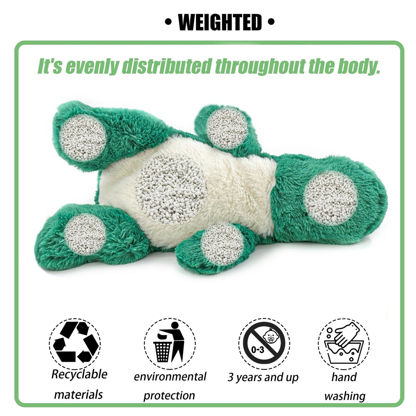 YOUBLEK 16-Inch Green Dinosaur Weighted Plush — Sensory Hug Pillow (2 lb)