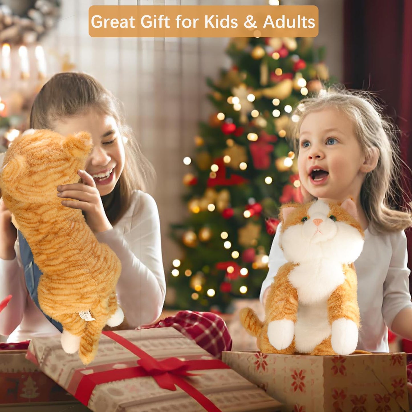 YOUBLEK 19-Inch Weighted Cat Plush — Realistic Sensory Comfort