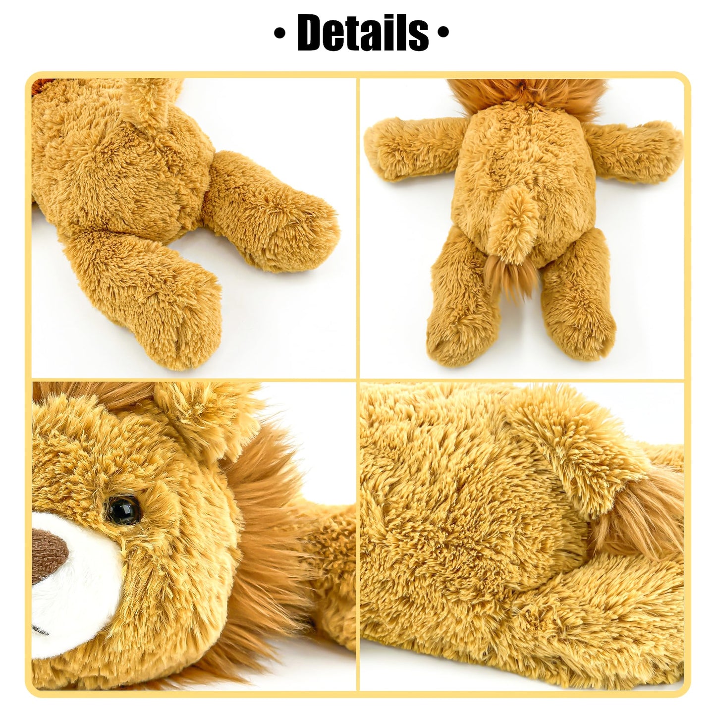 YOUBLEK 20-Inch Weighted Plush Lion – 4 Pounds Sensory Comfort Plush Throw Pillow Toy for Home & School
