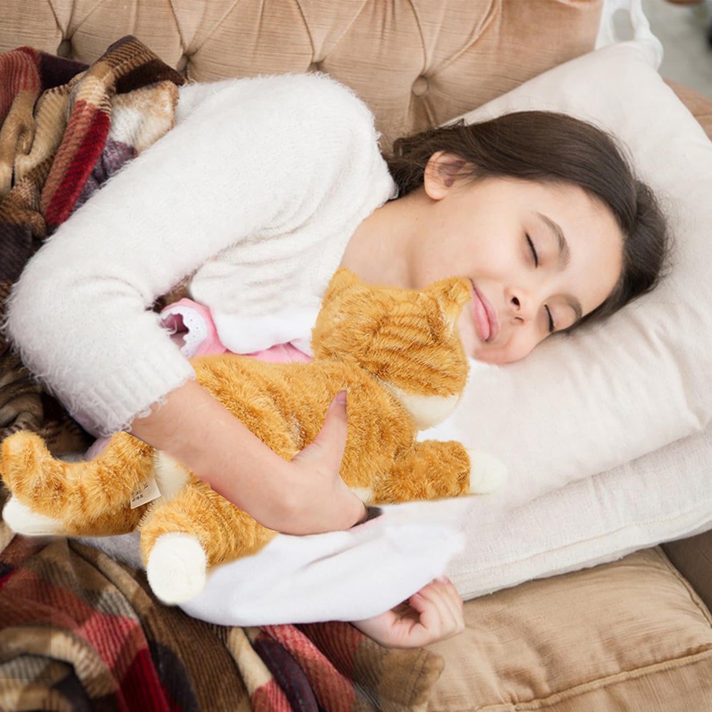 YOUBLEK 19-Inch Weighted Cat Plush — Realistic Sensory Comfort