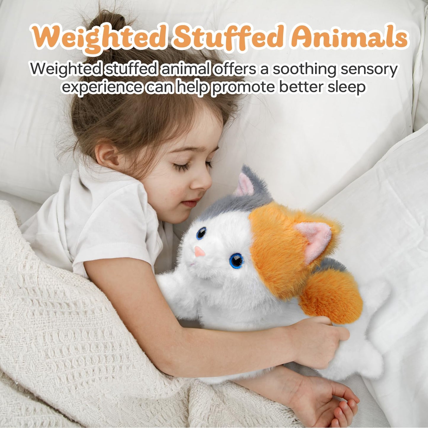 YOUBLEK 19-Inch Weighted Cat Plush — Realistic, 3 lb Sensory Comfort Plush Toy