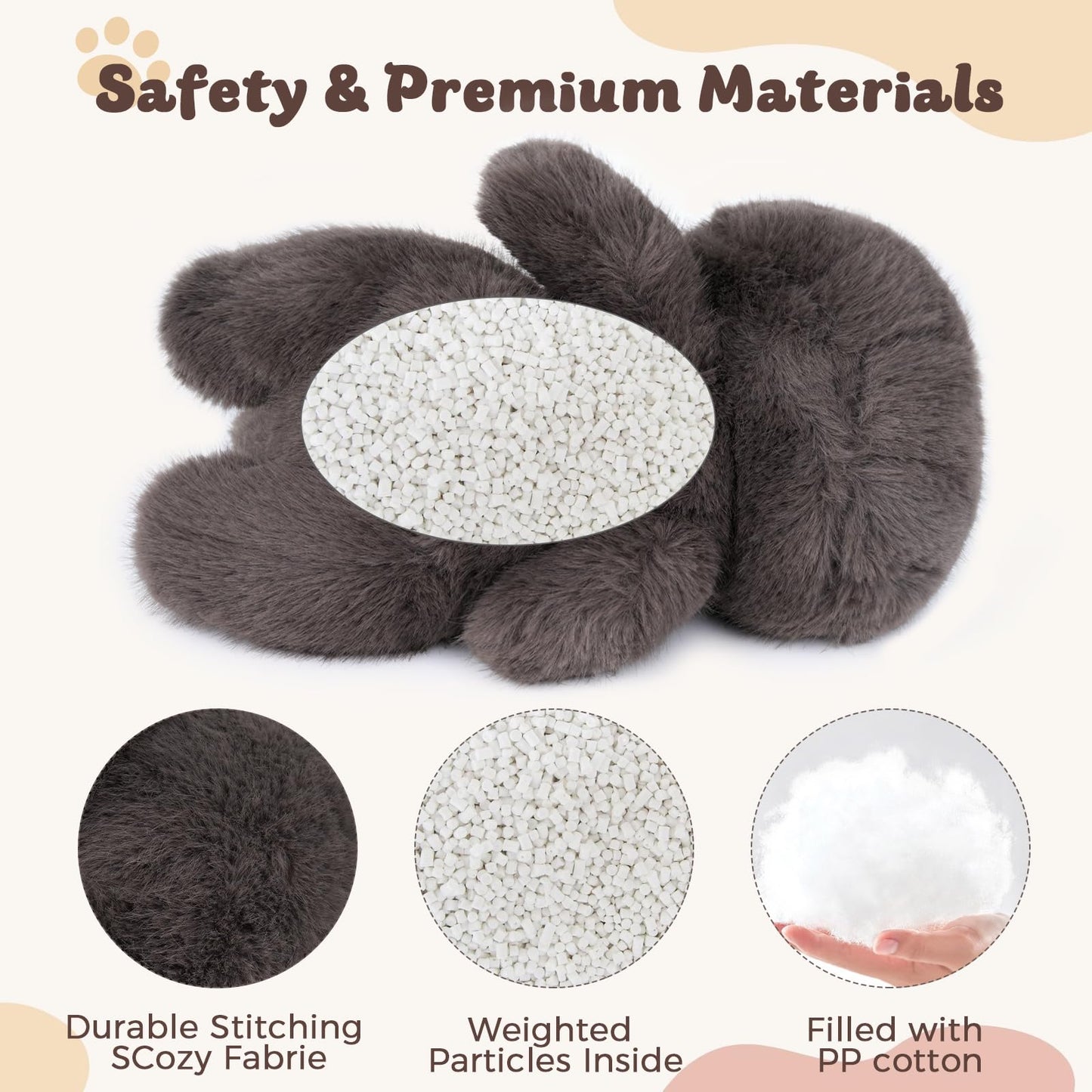 YOUBLEK 1.9 lbs Weighted Cat Plush – Dark Grey Calico Cat, Cozy Cuddle Toy for Kids & Adults